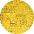 thumbnail image 1 of Ahgly Company Indoor Round Patchwork Yellow Transitional Area Rugs, 5' Round, 1 of 4