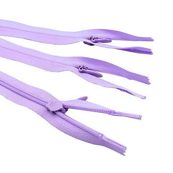 Invisible (Conceal) 23" Inches YKK Nylon Zippers - Hot Seasonal Colors for Clothes, Crafts & Sewing Projects - Made in The United States (12 Zippers Per Pack) (Lavender 553)