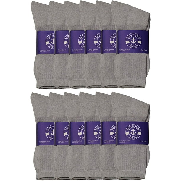 12 Pairs of Mens Value Mens Bulk Lightweight Cotton Crew Socks