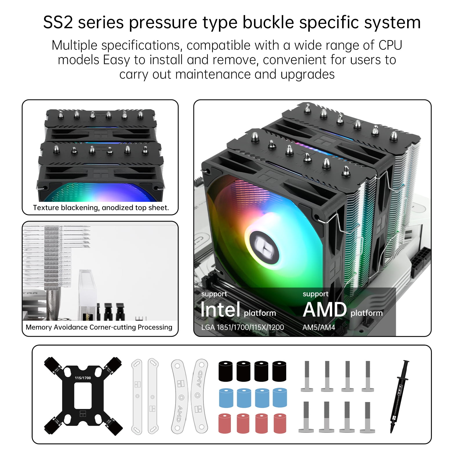 Thermalright Peerless Assassin 120 SE ARGB Black V2 CPU Air Cooler - 6 Heat Pipes AGHP GEN 5.0 Technology | 1850RPM PWM Fans, for Intel 1851/1700/115X/1200, AMD AM4/AM5