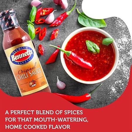 BENNETTS GLUTEN FREE ORIGINAL CHILI SAUCE, 12 FL OZ, GLASS BOTTLE