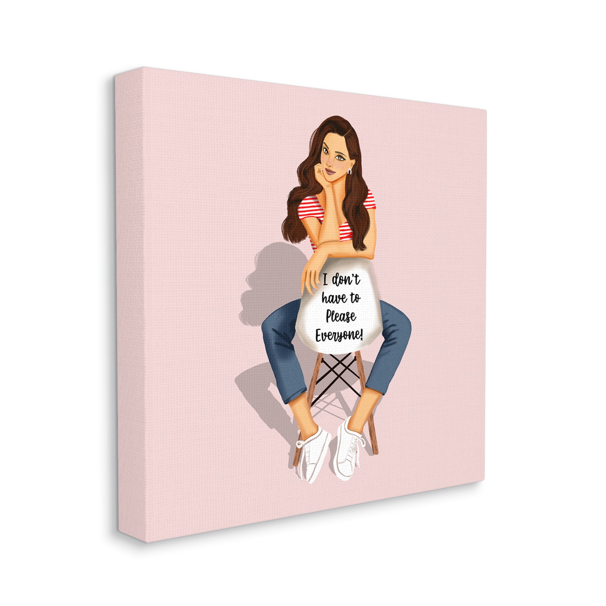 Stupell Industries Don't Please Everyone Girl Abstract Painting Gallery Wrapped Canvas Art Print Wall Art, 30 x 30