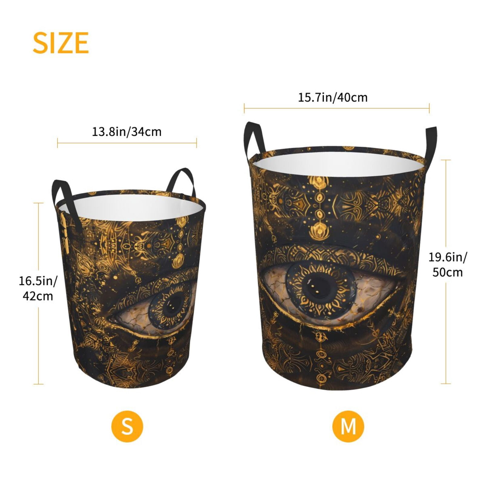 Large Laundry Basket with Handles - Mystical Golden Eye Kids Baby Dirty Clothes Laundry Hamper for Bedroom Aesthetic