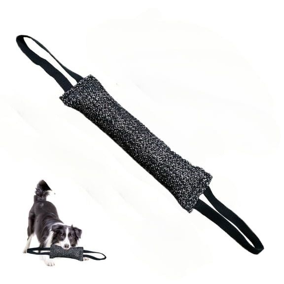 1PCS Black Dog Tug of War Toy, 11.81" Durable Bite Training Flirt Stick with Non-Slip Handle for Aggressive Chewers, Interactive Pet Pulling Toy