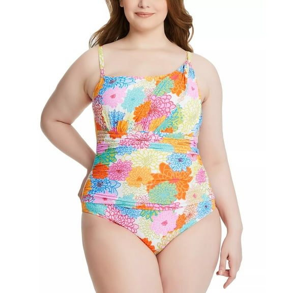 Bleu Rod Beattie MULTI Fresh Picks Shoulder-Twist One-Piece Swimsuit, US 16W