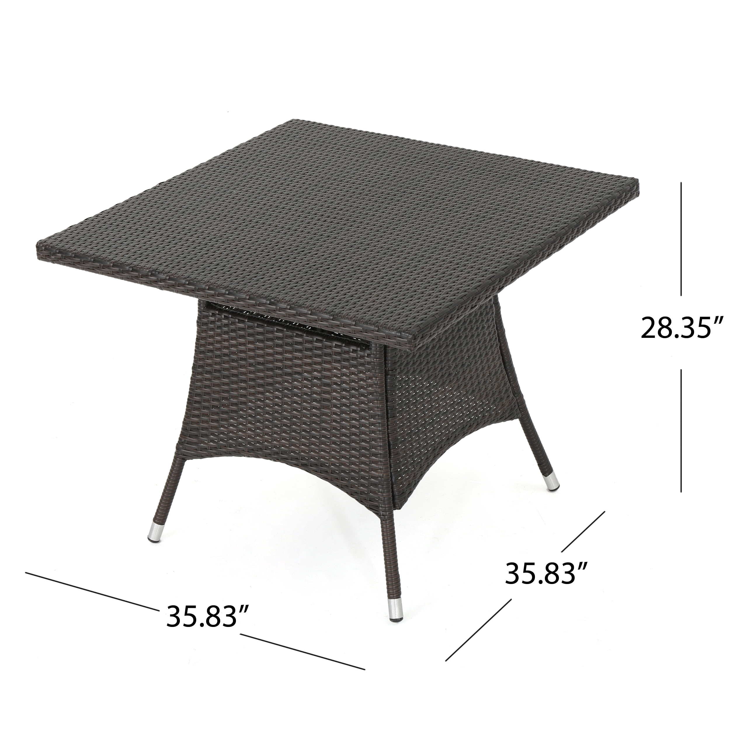 Reeves 5 Piece Outdoor Square Wicker Dining Set, Multibrown