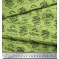 thumbnail image 2 of Soimoi Green Poly Georgette Fabric Sun & Text Printed Fabric 1 Yard 52 Inch Wide, 2 of 5