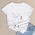 thumbnail image 5 of Women's Short Sleeve T-shirt Women'S Spring Round Neck Dandelion Printed Loose Casual Short Sleeved T Shirt,White Women's Short sleeve T-shirt XL, 5 of 5