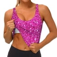 thumbnail image 4 of Lsque Rose Red Glitter Printed Women'S Sports Bra, Compression, Moisture Wicking, High-Impact Sports Bra For Women,Supportive sports bra-Large, 4 of 9