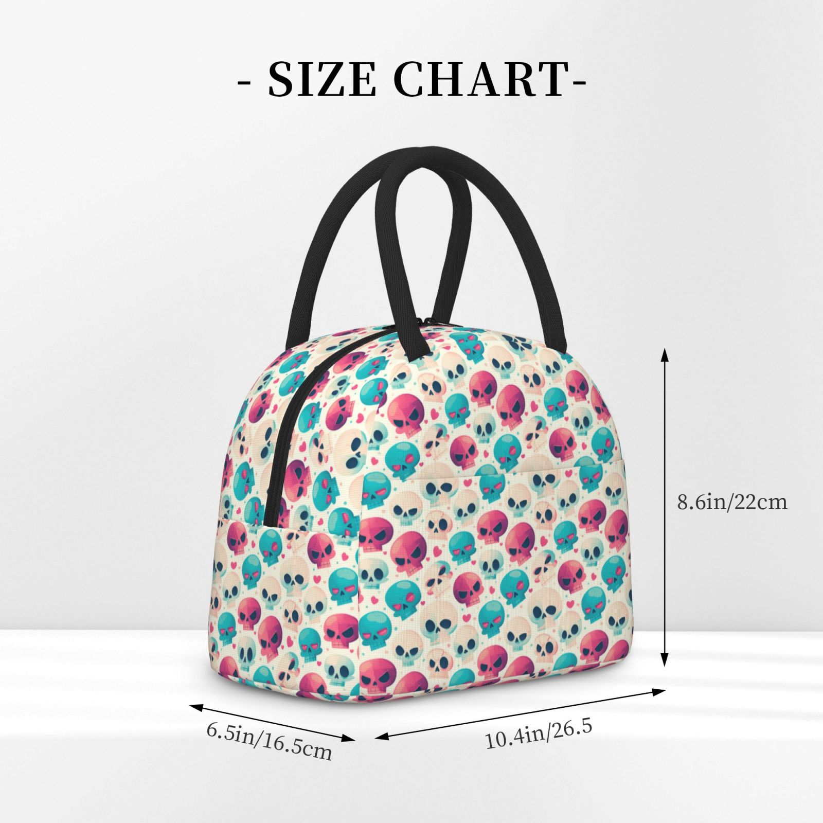 Rateoe heart Skull cute Pattern Lunch Bag Women, Lunch Box, Lunch Bag, Small Leakproof Lunch Tote Large Capacity Reusable Insulated Cooler Lunch Container