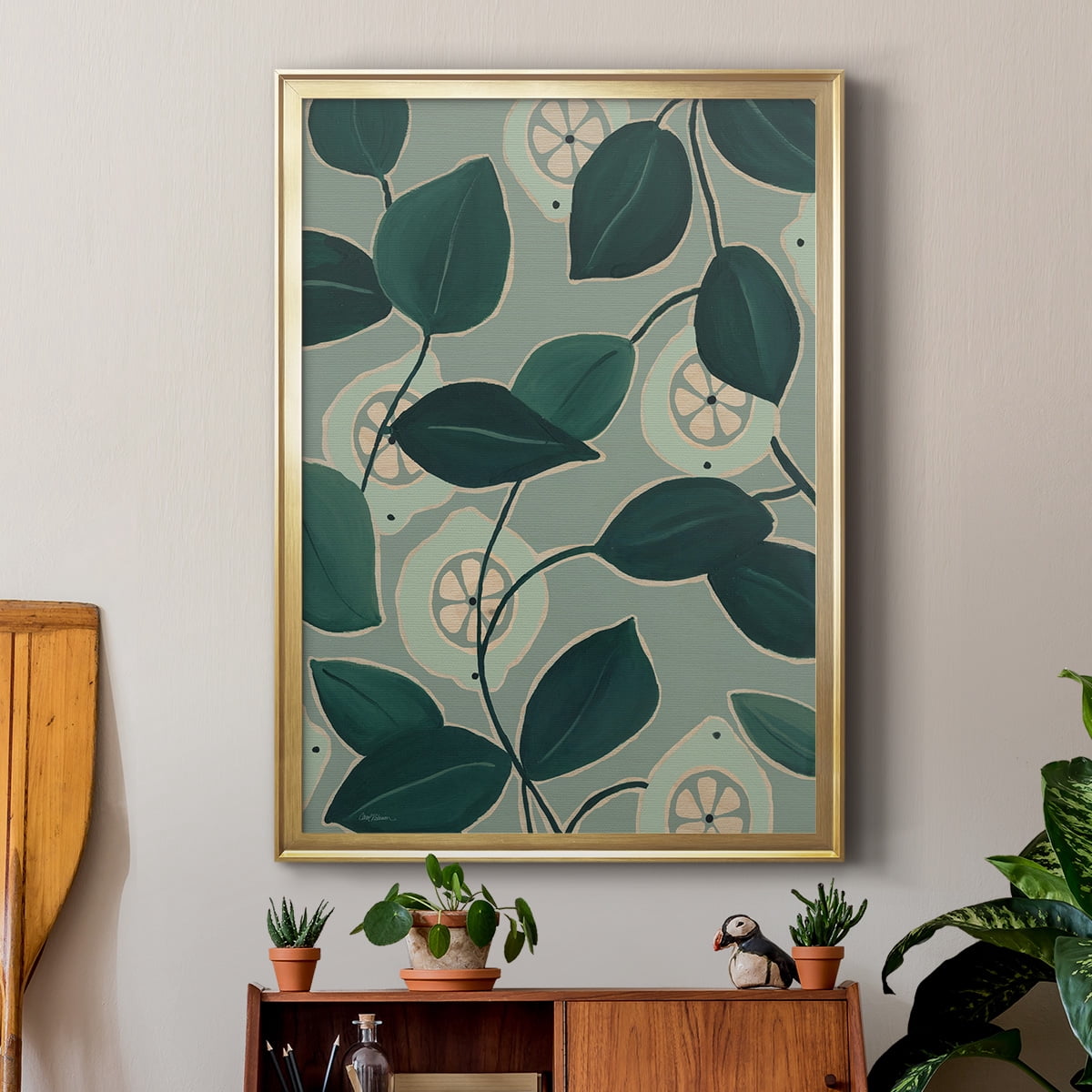 Monochrome Limes Premium Framed Print - Ready to Hang