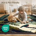 thumbnail image 4 of ODIKA 9'x12' Washable Area Rug Fishing Forest Print Perch Wildlife Border Cabin Motif Motifs for Master Suite, California King, Under Bed, Non-Shedding, Easy Care, 4 of 7