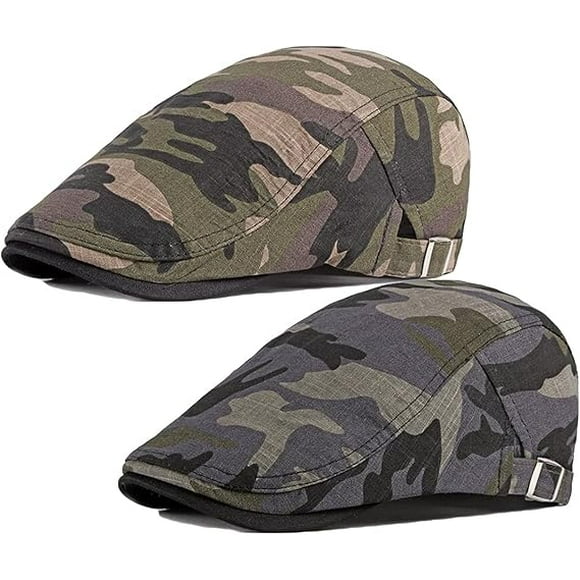 2 Pack Men's Cotton Flat Cap Ivy Gatsby Newsboy Hat,grey