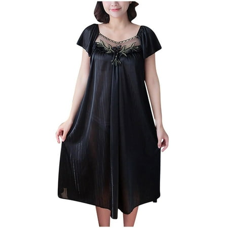 Tumotour Nightgowns For Women Mini Dress Pajamas Loungewear Short Sleeve Nightgown Sleepwear Chemise Lingerie Dress Tank Sleepwear V-Neck Casual Nightshirt