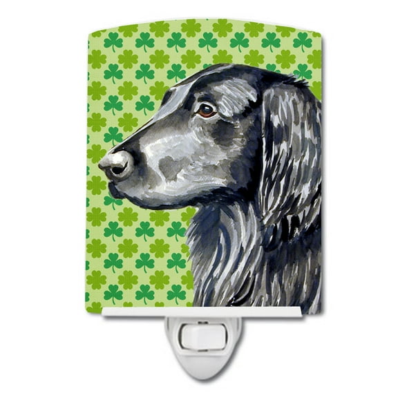 Caroline's Treasures LH9186CNL Flat Coated Retriever St. Patrick's Day Shamrock Portrait Ceramic Night Light, 6x4x3",