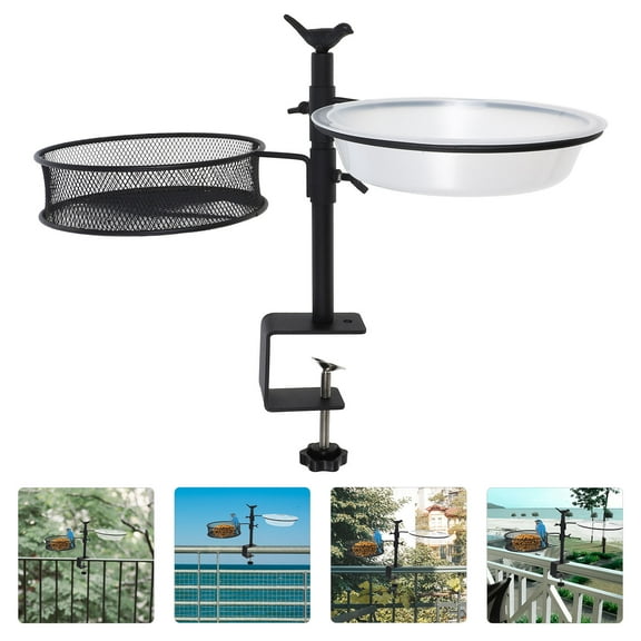 MLINS Deck Bird Feeders with Metal Mesh Tray Detachable Metal Bird Bath Tray Antique Decorative Bird Bath Bowl for Deck Balcony Railing