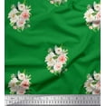 thumbnail image 1 of Soimoi Green Cotton Voile Fabric Leaves & Begonia Floral Print Sewing Fabric Yard 56 Inch Wide, 1 of 3