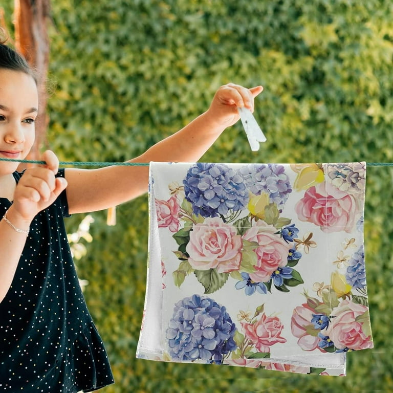 Spring Rose Flowers Hand Towels for Bathroom Summer Hydrangea