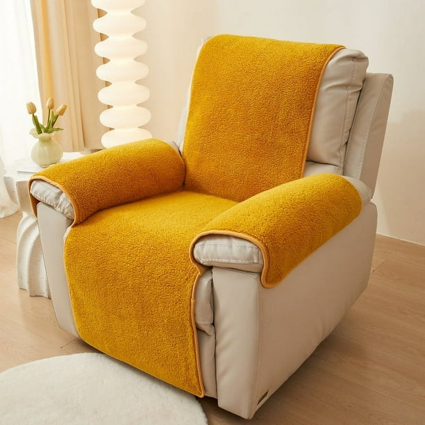 Xiao Hua Funda de sofá naranja, cojín de lana de cordero, funda para sillón, lavable, para sala de estar, 29,92 x 90,94 pulgadas