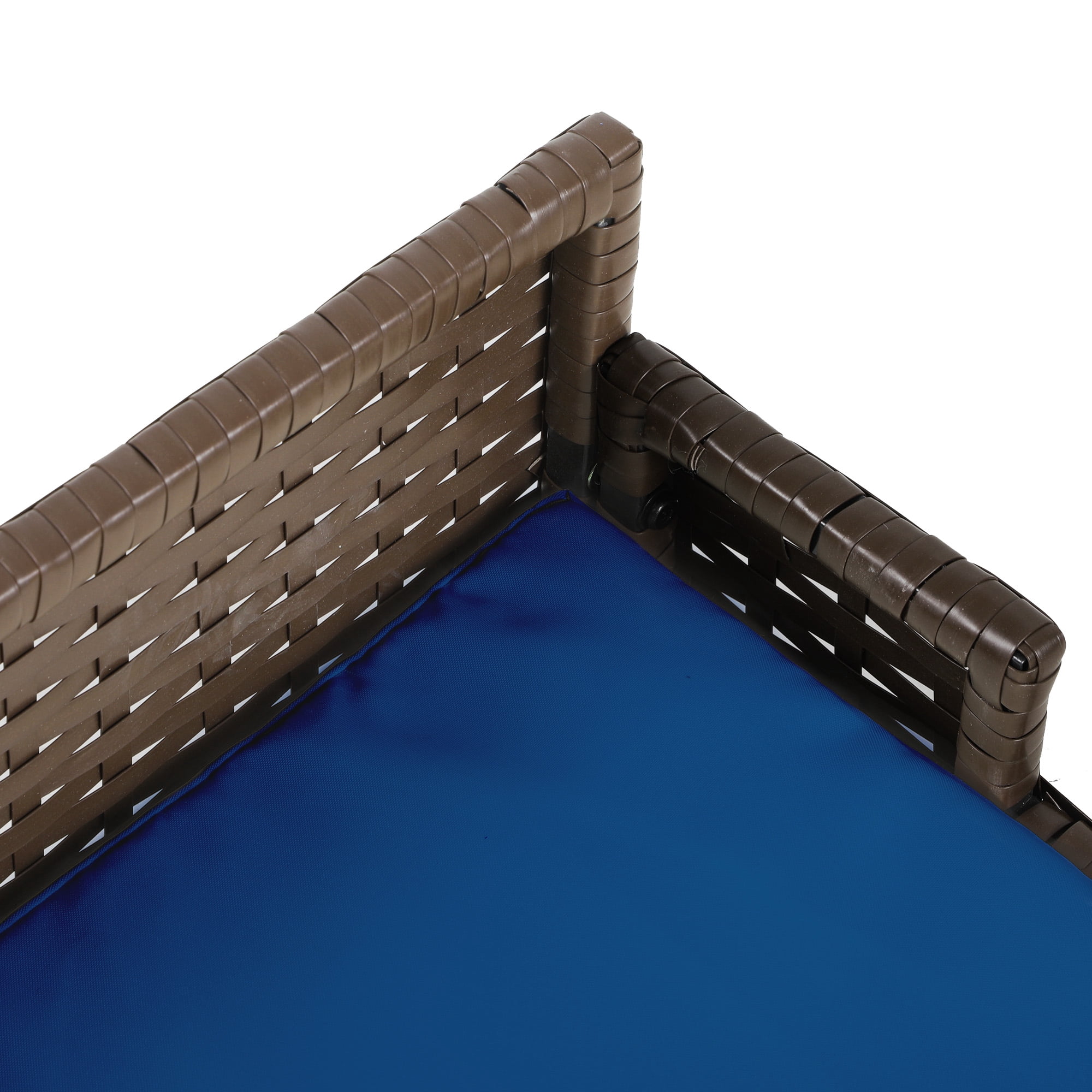 Uforic Rattan Dog Sofa Bed with Blue Cushion,Wicker Pet Bed Sofa Indoor Outdoor,All-weather Protection, Brown&Blue,34.6"L x 23.6"W x 11.8"H
