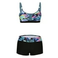 thumbnail image 3 of Womens Swimsuits Split 2Pcs Swimwear Tropical Print Bikini Sets Cropped Swim Tops With Boyshorts 2Pcs Bathing Suit Multicolour M, 3 of 5
