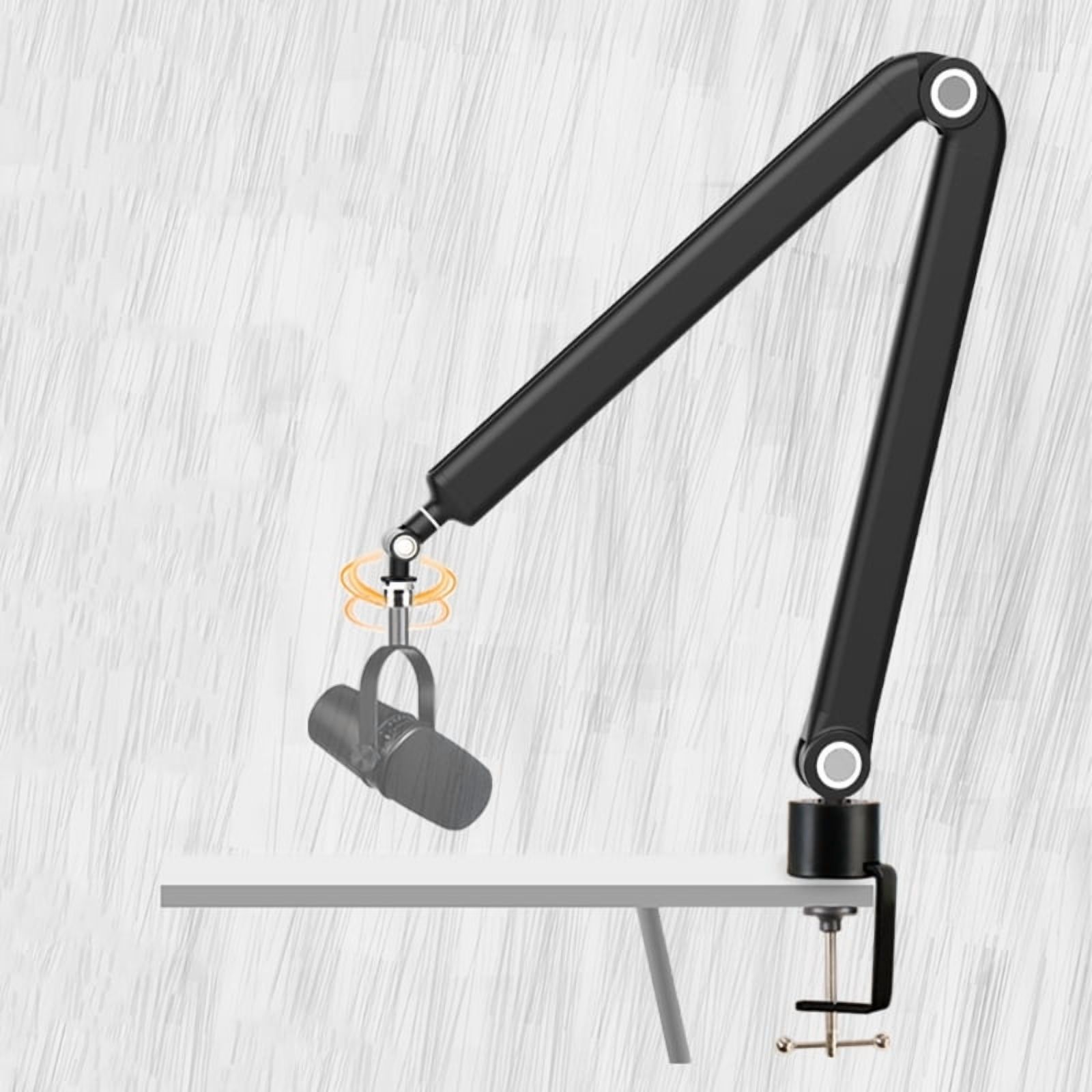 Microphone Arm Stand with Clamp 3/8" to 5/8" Adapter Adjustable Boom Arm 360 Degree Rotating Suspension Boom Mic Stand