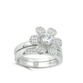 thumbnail image 4 of CHOOSE YOUR COLOR Flower Set Clear CZ Solitaire Ring .925 Sterling Silver Band White Female Size 7, 4 of 4