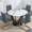 Gray, variant on SUDICA 5-Piece Round Faux Marble Dining Table Set, 48" Gold Base Table with 4 Black PU Leather Chairs for Kitchen or Dining Room
