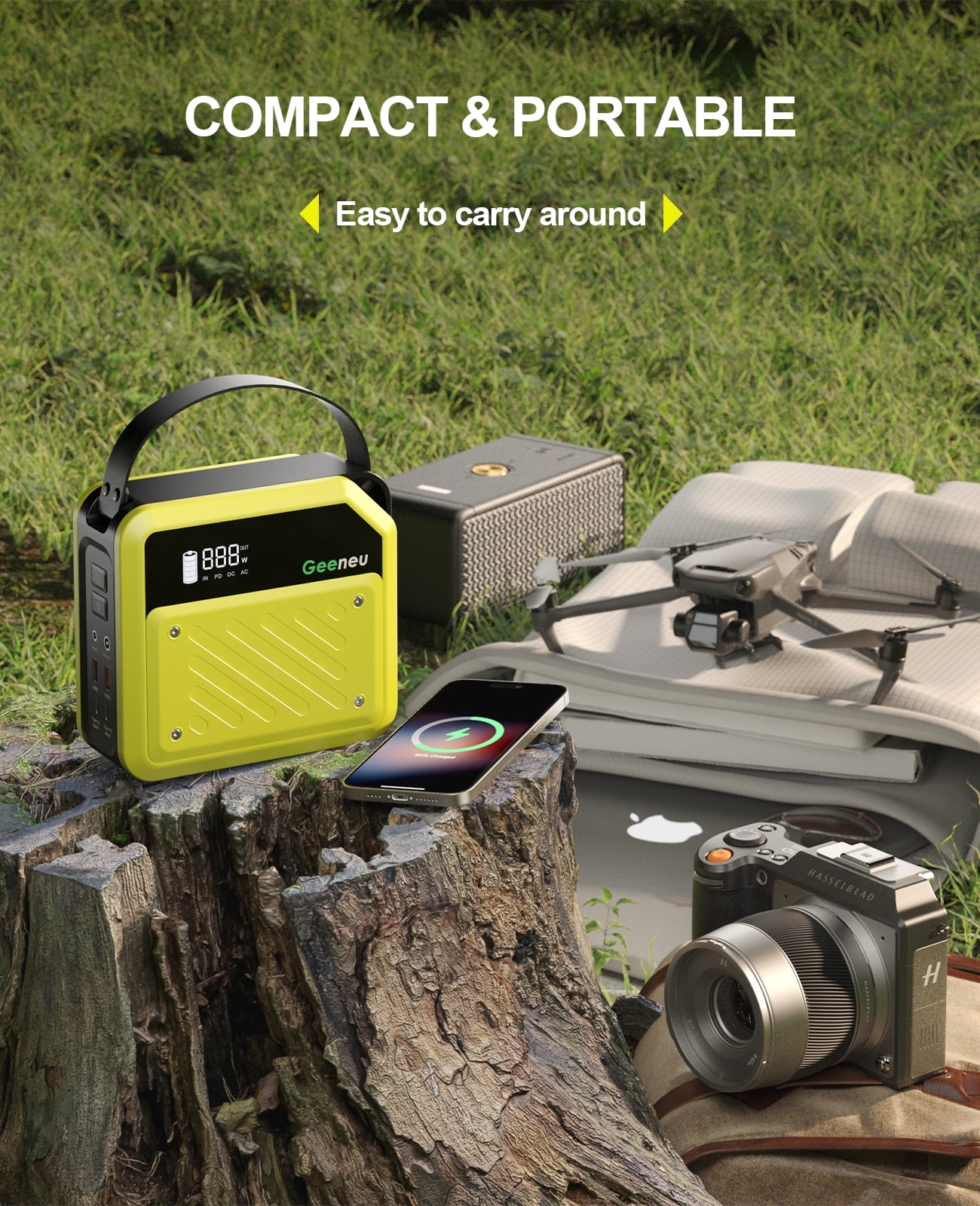 Geeneu 268W Portable Power Station, 270Wh Portable Generator with 2 Typc-C (PD 100W Support), 2 USB and 2 DC Ports for Home Use Backup, Power Outages, and Outdoor Camping