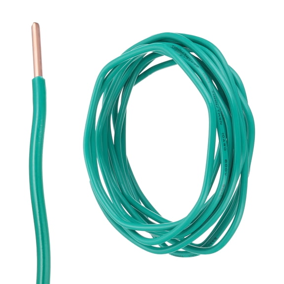 Uxcell 10 Feet Electrical Wire Insulated Solid Copper 10 AWG Hook Up Cable THHN Residential, Industrial, Grounding, Green