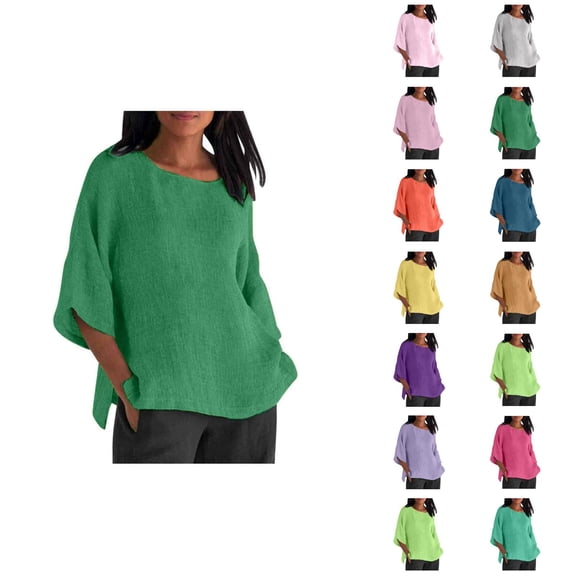 Womens T Shirts Summer Tops 2025 Solid Color Half Sleeve Crewneck Plus Size Loose Fit Tees Tshirts Shirts for Women