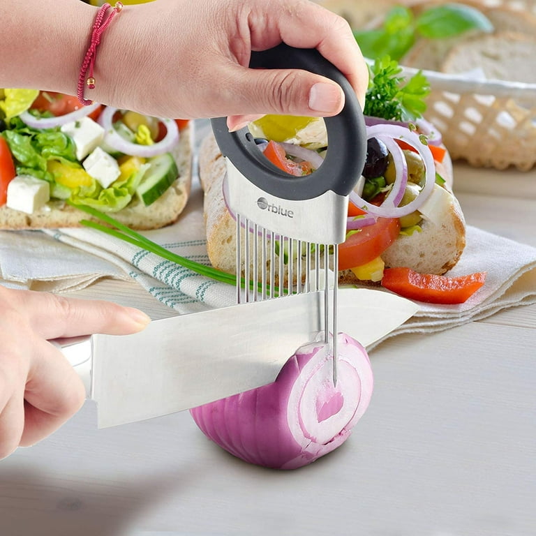 Orblue All-In-One Onion Holder - Onion Slicer and Chopper with