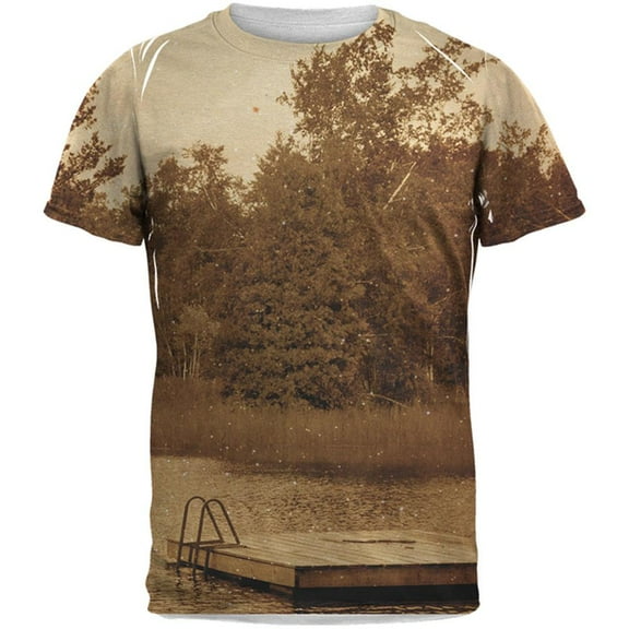 Vintage Lake Photo All Over Adult T-Shirt - Small