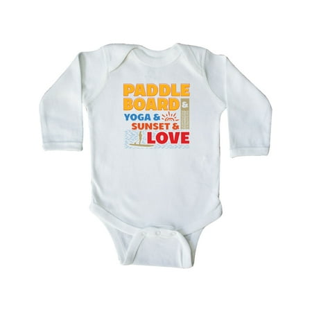 

Inktastic Paddle Board Yoga Sunset Sports Gift Baby Boy or Baby Girl Long Sleeve Bodysuit