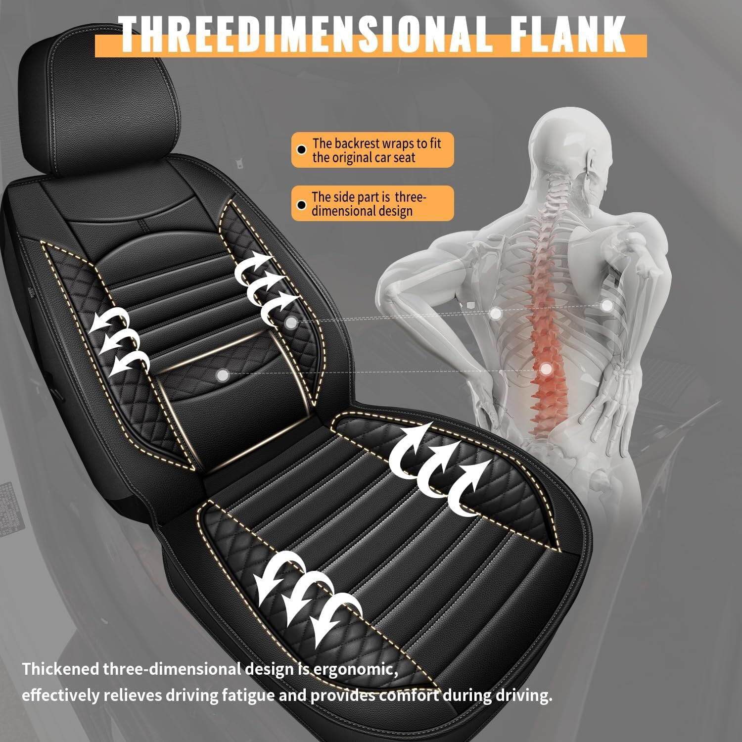 IKABEVEM Car 5 Seat Covers Fit for Toyota Tacoma 2016-2023 Full Set Faux Leather Cushion Protector,Blackline
