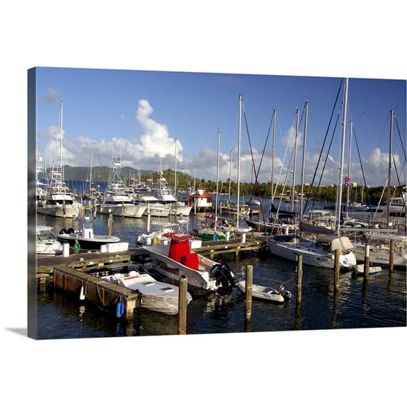 Great BIG Canvas | "US Virgin Islands, St. Thomas, Red Hook, Popular pier area near the ferry dock" Canvas Wall Art - 48x32
