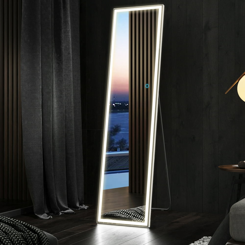 LVSOMT 63"x16" FullLength Mirror with LED Lights, Standing Floor