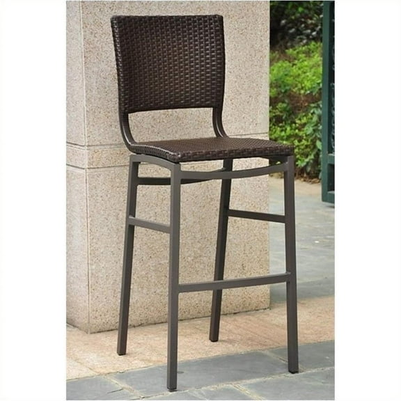 Pemberly Row Resin Wicker Aluminum Bar-height Patio Bar Stool (Set of 2)