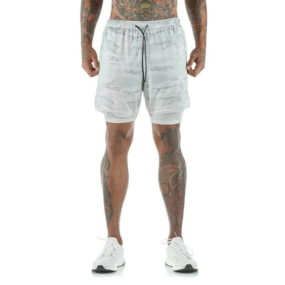 AKAFMK Shorts pour Hommes, Shorts pour Hommes et Grands Hommes, Shorts de Sport à Double Couche pour Hommes, Gym et Entraînement, Séchage Rapide, Cinq Pantalons