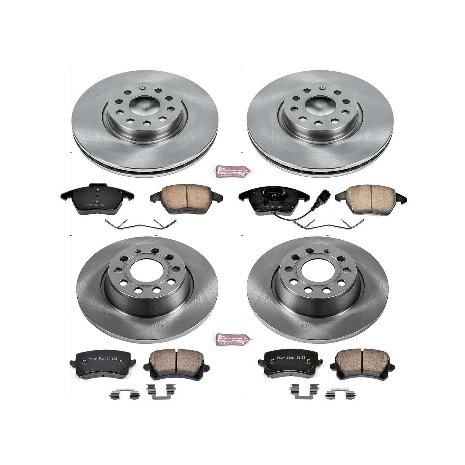 PowerStop Front and Rear Stock Replacement Brake Pad and Rotor Kit Fits: VOLKSWAGEN Select Models KOE7836
