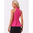 thumbnail image 4 of DARING DIVA Women's Beach Pleated Halter Neck Blouse Tops L Hot Pink, 4 of 6