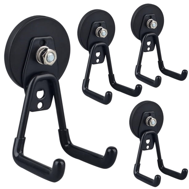 Ganchos magnéticos para garaje ULIBERMAGNET Heavy Duty, paquete de 4, negros