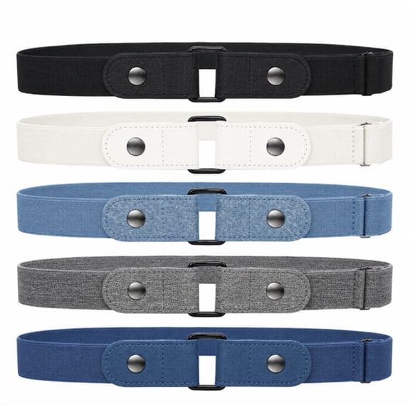 5 Piece No Buckle Elastic Waist Belt Set, Adjustable Waist Belts for Jeans and Pants, TIKA