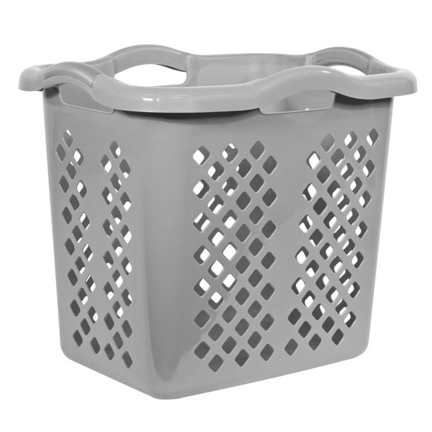 Home Logic 2 Bushel Lamper Plastic Laundry Basket with Silver Handles