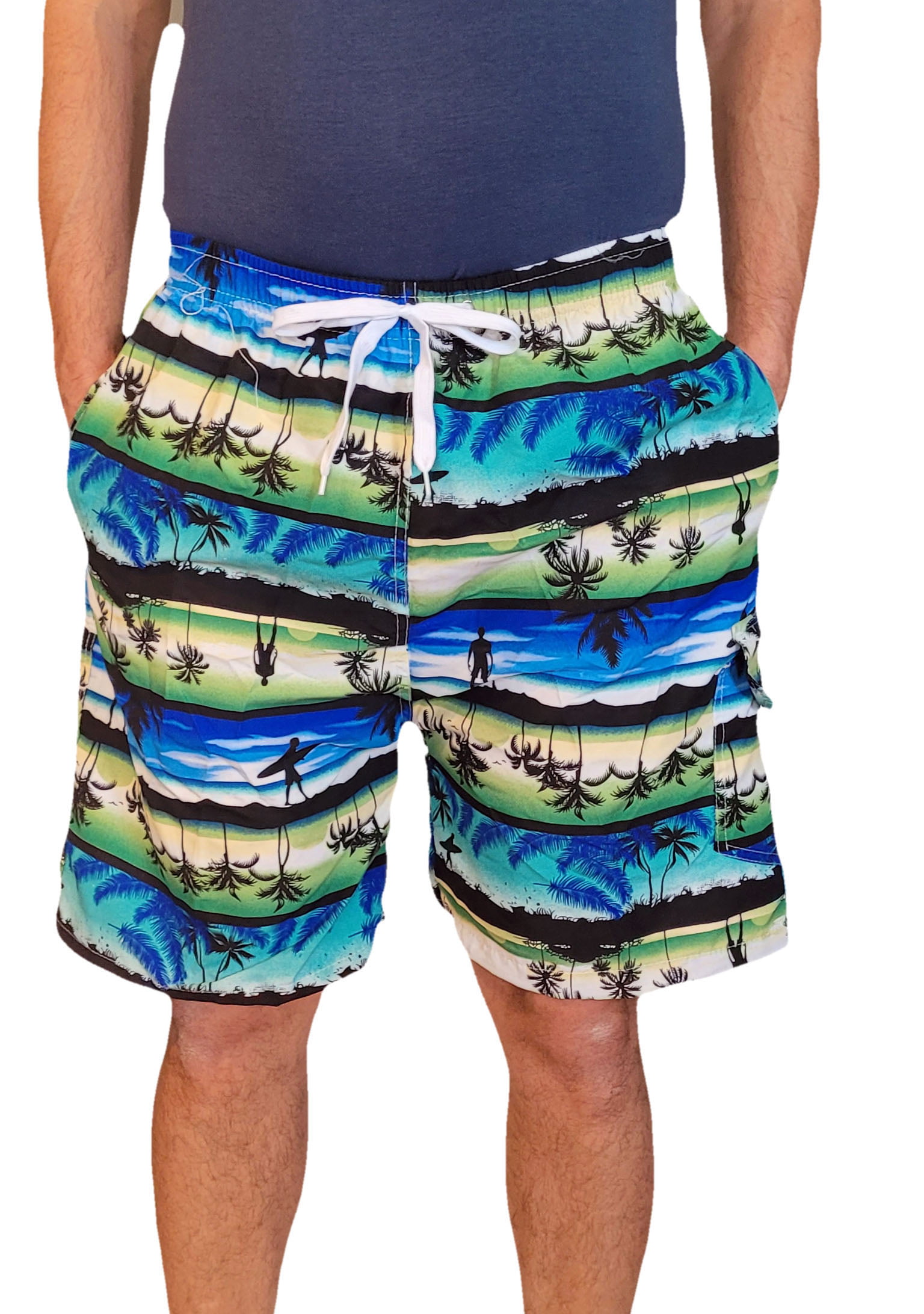 Mens Casual Quick Dry Drawstring Printed Swimsuit Beach Board Shorts Oh Alright