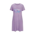 thumbnail image 5 of Sakmal Moomoo Sleep Dress for Women Comfy Short Purple Sleepwear Rainbow Heart Print Short Sleeve Nightgowns for Women, 5 of 5