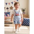 thumbnail image 6 of Cenuakty Newborn 3M 6M 12M 18M 24M 2T 3T Boy 4th of July Overalls Casual Loose Fit Tractor American Flag Embroidered Star Sleeveless Jumpsuit, 6 of 9