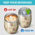 thumbnail image 4 of 12oz Stemless Wine Tumblers Pioneer Flower Floral Print Pattern Vacuum Insulated Stainless Steel Travel Tumbler Cups Mug with Lid and Straw for Champaign,Cocktail,Beer with Cleaning Brush, 4 of 5