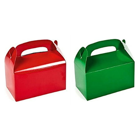 Novelty Box - 1 DOZEN (12) CHRISTMAS TREAT BOXES 6 RED 6 GREEN BY TM, Includes 6 RED AND 6 GREEN CARDBOARD treat boxes By DISCOUNT PARTY AND NOVELTY