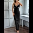 thumbnail image 4 of Vestido Veraniego Ajustado con Escote en V y Tirantes Finos para Mujer, Estilo Resort de Verano Y2K Negro XL, 4 of 10